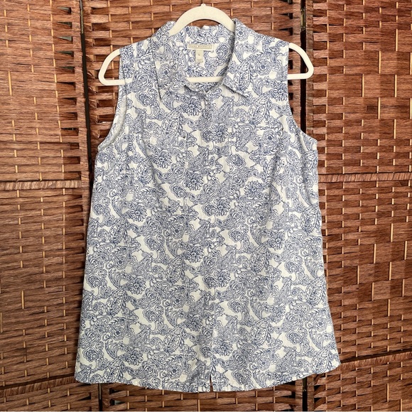Dana Buchman Tops - Dana Buchman Sleeveless Button-Down Linen Blend Top Coastal Grandmacore Size L.